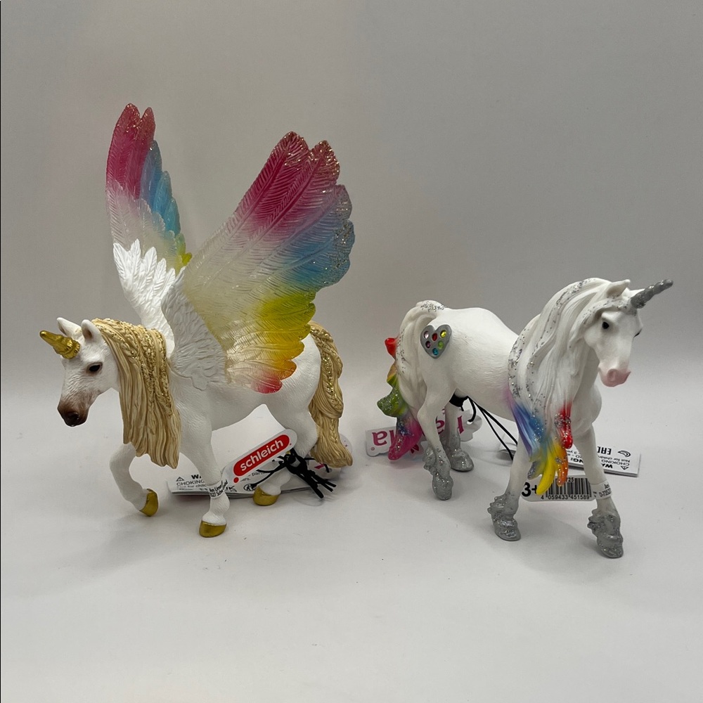 NWT Schleich TWO Rainbow Unicorns